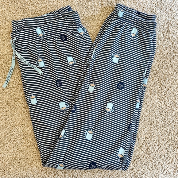 Life Is Good Other - Life Is Good Sleep Pajama Joggers Coffee Mug Navy Stripe Lounge Women’s Medium